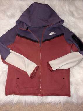 Kids Nike Sportswear Tech Fleece Full-Zip Hoodie Rosewood/Plum/Purple Size M